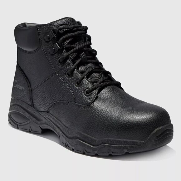 S Sport By Skechers Men's Elton Steel Toe Leather Work Boots - Black - Picture 1 of 5